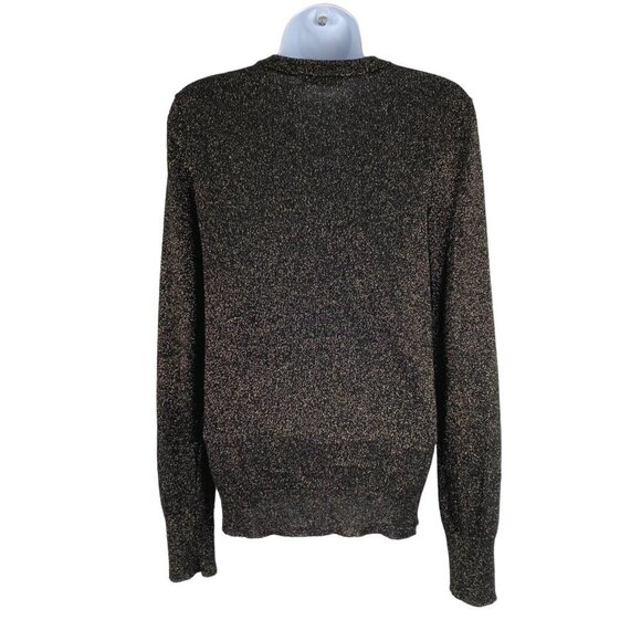 Equipment Femme‎ Light Sweater Top Black Metallic Gold Silk Blend Women's Small - Picture 5 of 8